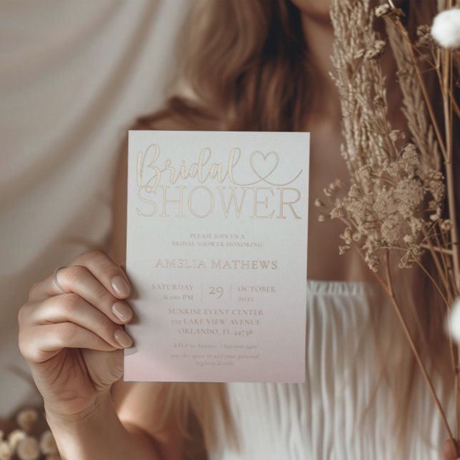 Chic Rose gold Calligraphy Bridal Shower Foil Invitation (Creator Uploaded)