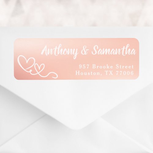 Chic Rose Gold Calligraphy Hearts Address Labels