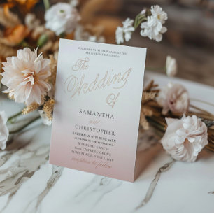 Chic Rose Gold Calligraphy The Wedding Of Foil Invitation