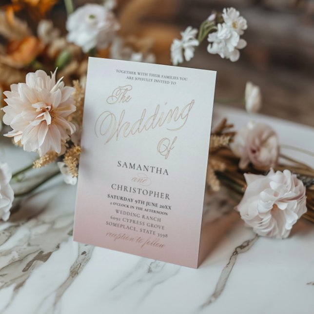 Chic Rose Gold Calligraphy The Wedding Of  Foil Invitation (Creator Uploaded)
