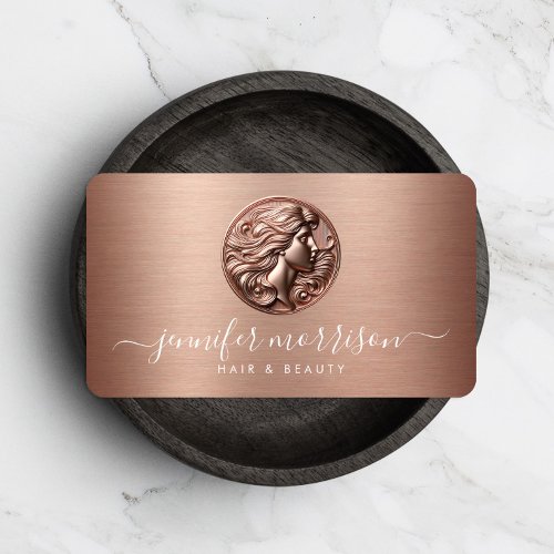 Chic Rose Gold Cameo Beauty Hair Skincare Business Card