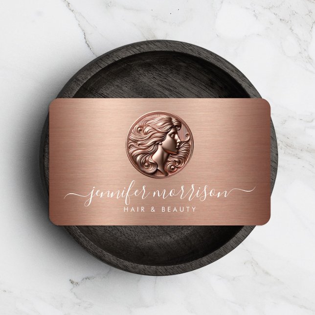 Chic Rose Gold Cameo Beauty, Hair, Skincare Business Card (Creator Uploaded)