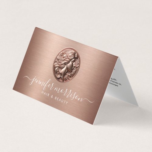 Chic Rose Gold Cameo Beauty Hair Skincare Business Card