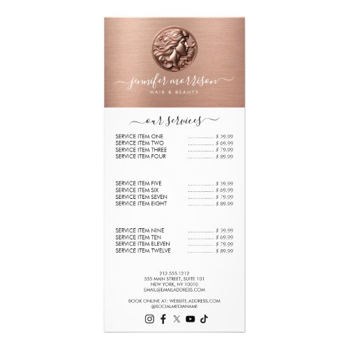 Chic Rose Gold Cameo Beauty Hair Skincare Rack Card