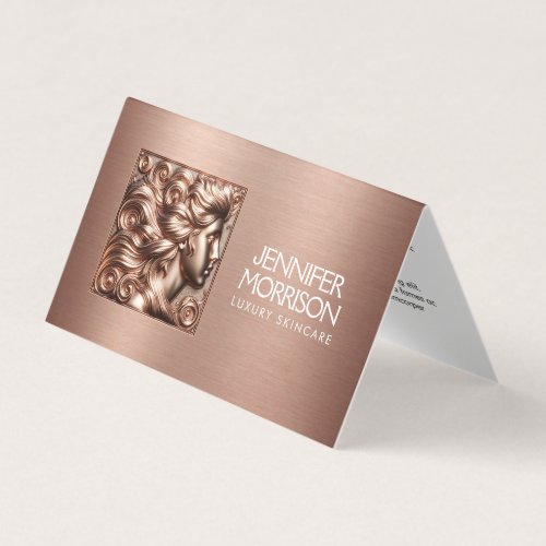 Chic Rose Gold Cameo Logo Beauty Hair Skincare Business Card