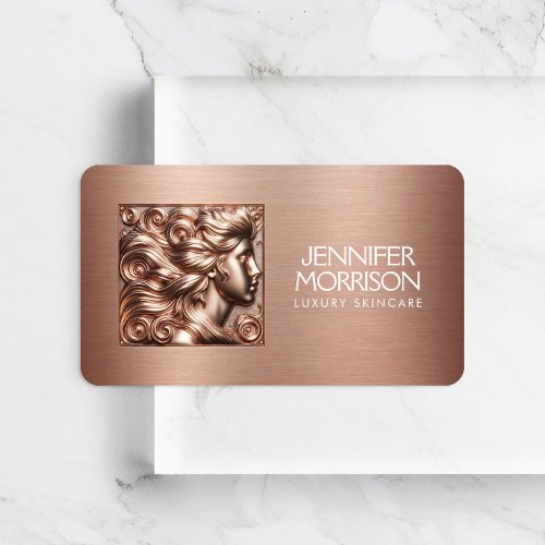 Chic Rose Gold Cameo Logo Beauty Hair Skincare Business Card