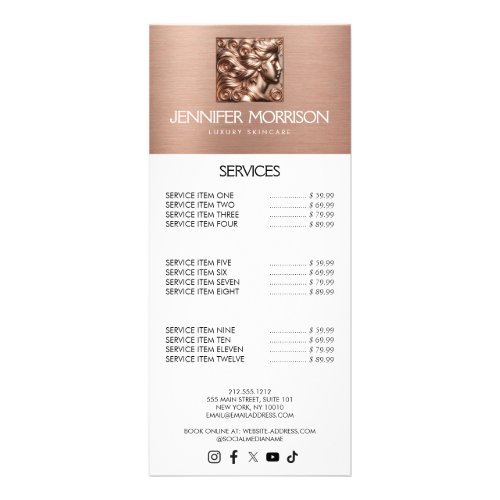 Chic Rose Gold Cameo Logo Beauty Hair Skincare Rack Card