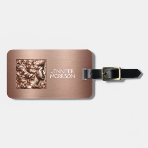 Chic Rose Gold Cameo Logo Luggage Tag