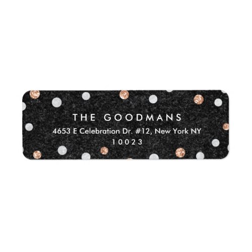 Chic Rose Gold Confetti Dots Return Address Labels