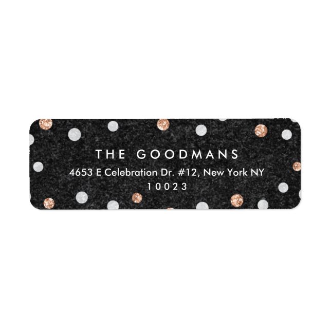 Chic Rose Gold Confetti Dots Return Address Labels (Front)