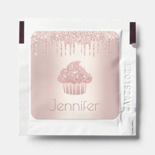 Chic rose gold cupcake glitter drips modern glam hand sanitizer packet