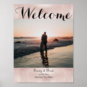 Chic Rose Gold Custom Photo Save the Date Wedding Poster