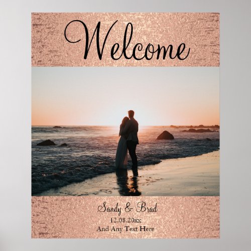 Chic Rose Gold Custom Photo  Welcome Wedding Poste Poster