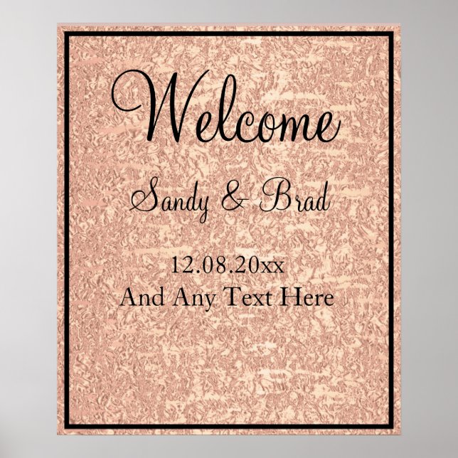 Chic Rose Gold Custom  Welcome Wedding  Poster (Front)