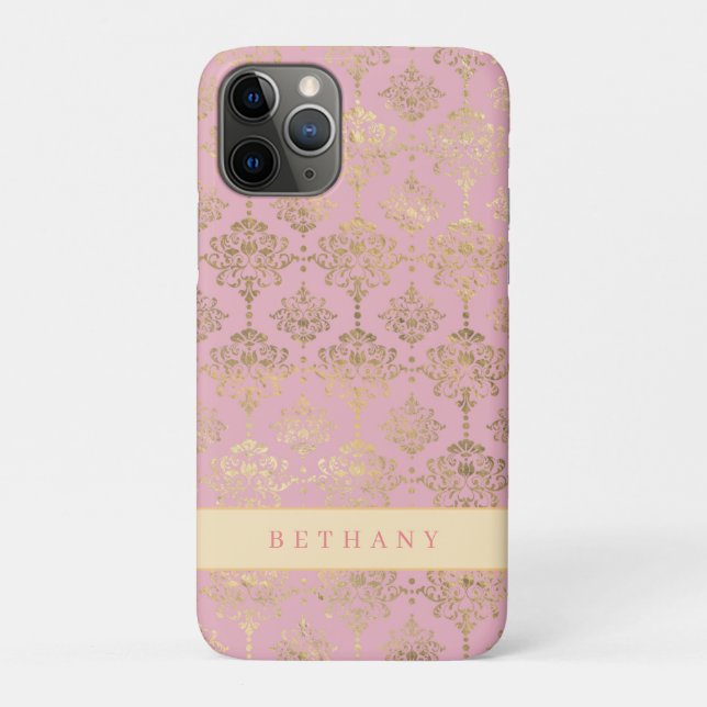 Chic Rose Gold Damask Case-Mate iPhone Case (Back)
