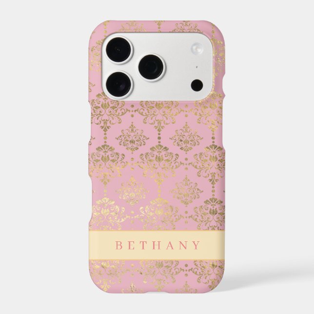 Chic Rose Gold Damask Case-Mate iPhone Case (Back)