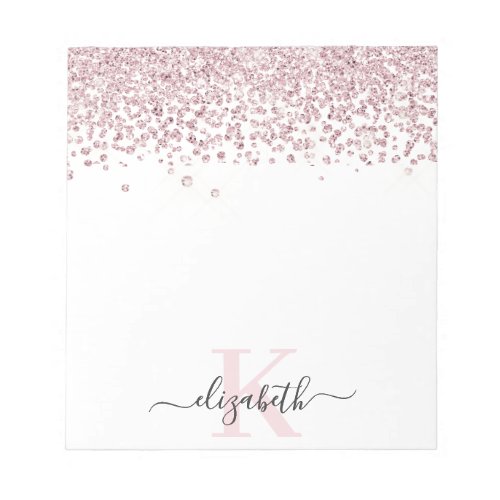 Chic Rose Gold Diamond Glitter Monogrammed  Notepad