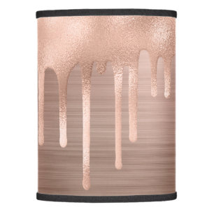 Chic Rose Gold Dripping Brushed Metal Monogram Lamp Shade