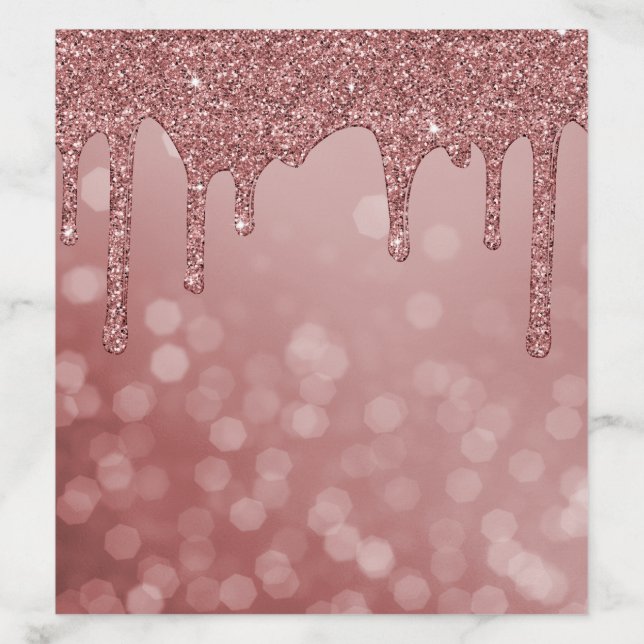 Chic Rose Gold Dripping Glitter Bokeh Lights Envelope Liner (Design)