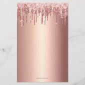 Chic Rose Gold Dripping Glitter Bridal Bingo Game (Back)