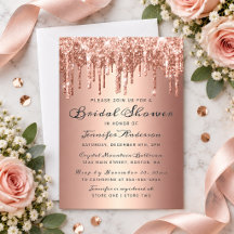 Chic Rose Gold Dripping Glitter Bridal Shower