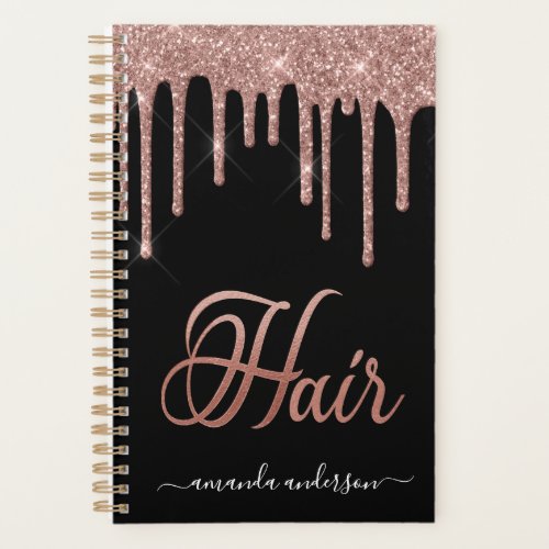 Chic Rose Gold Drips Hair Appointment Book Planner