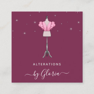Chic Rose Gold Fashion Pink Mannequin Tailor Girly Square Business Card