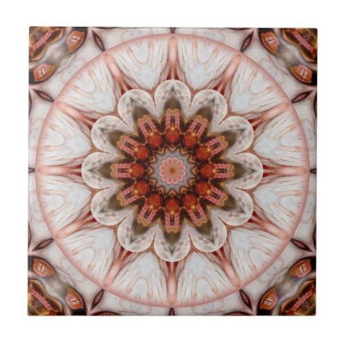 Chic Rose Gold Feather Geometric Floral Tile