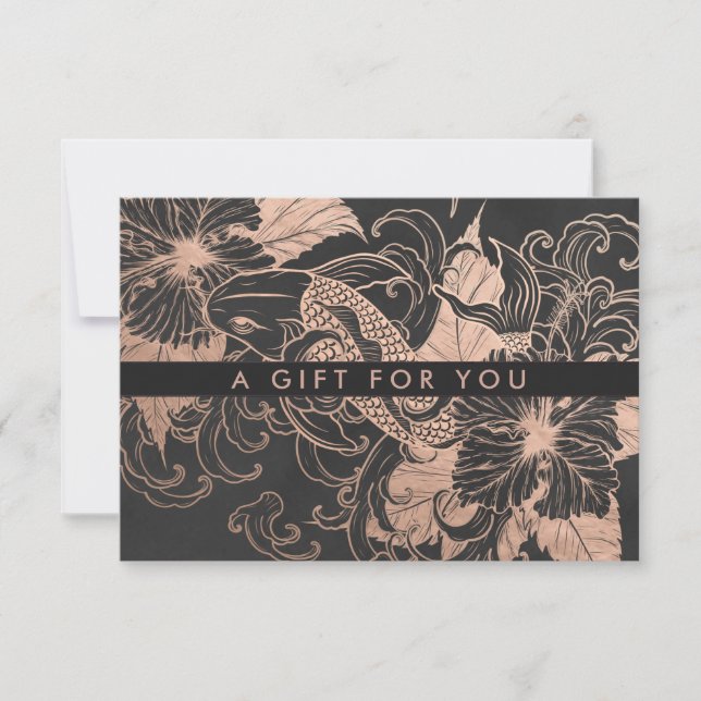 Chic Rose Gold Floral Koi | Gift Certificate (Front)