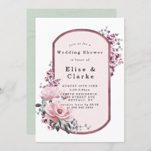 Chic Rose Gold Floral Wedding Shower Invitations