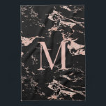 Chic Rose Gold Foil Black Marble Monogram Kitchen Towel<br><div class="desc">Chic Rose Gold Foil Black Marble Monogram Kitchen Towel with trendy coppery rose gold/pink on black marble and your custom monogram. Perfect for your girly,  luxury aesthetic.</div>