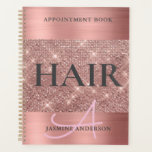 Chic Rose Gold Foil Hair Appointment Book Planner<br><div class="desc">Trendy chic appointment book for hair salon,  hair stylist,  hair dresser. Design featuring rose gold foil background,  ''hair'' in trendy typography script and modern monogram with initial and name. To edit this design further click customize further.</div>
