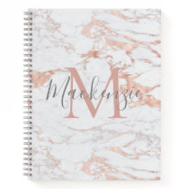 Chic Rose Gold Foil Marble Monogram Notebook Chic Rose Gold Foil Marble Monogram Notebook