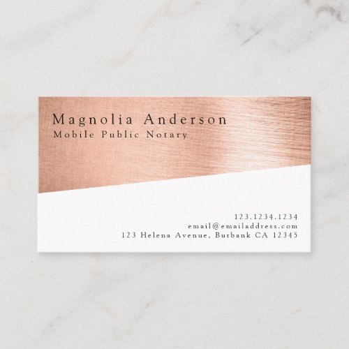 Chic Rose Gold Foil Mobile Notary Business Card