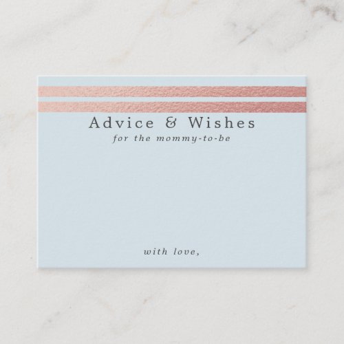 Chic Rose Gold Foil Stripes  Blue Advice Cards
