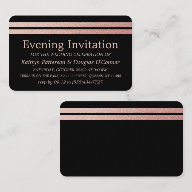 Chic Rose Gold Foil Stripes Evening Event Ticket (Front/Back)