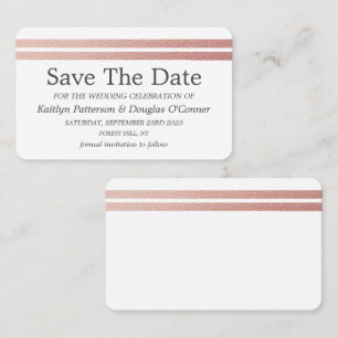 Chic Rose Gold Foil Stripes Save The Date Card