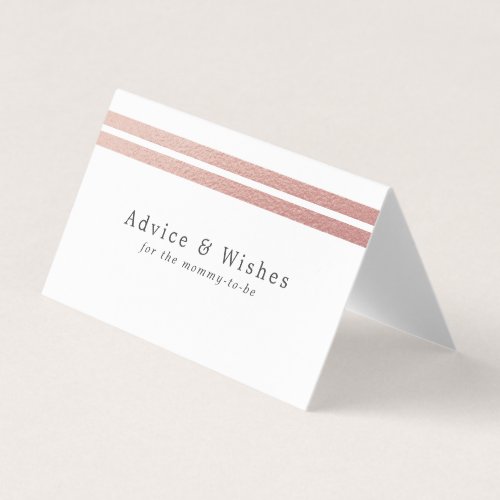 Chic Rose Gold Foil Stripes  White Advice Cards
