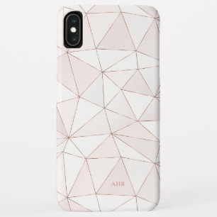 Chic Rose Gold Geometric Abstract Pattern Monogram iPhone XS Max Case