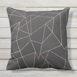 Chic Rose Gold Geometric Outline on Black Charcoal
