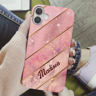 Chic rose gold girly elegant geometric Case-Mate i iPhone 16 Case