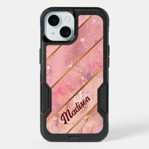 Chic rose gold girly elegant geometric otterbox iPhone 15 case