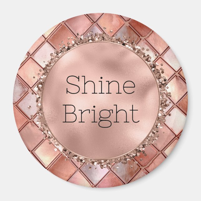 Chic Rose Gold Glam Tiles Magnet (Front)