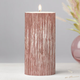 Chic Rose Gold Glam Tinsel Stripes Christmas Pillar Candle