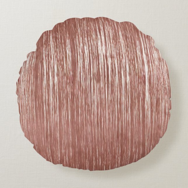 Chic Rose Gold Glam Tinsel Stripes Christmas Round Pillow (Front)