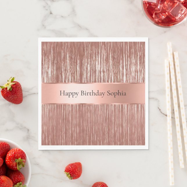 Chic Rose Gold Glam Tinsel Stripes  Napkins (Insitu)