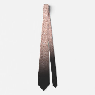 Chic rose gold glitter black ombre sparkle wedding neck tie