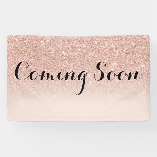 Chic rose gold glitter blush pink coming soon banner