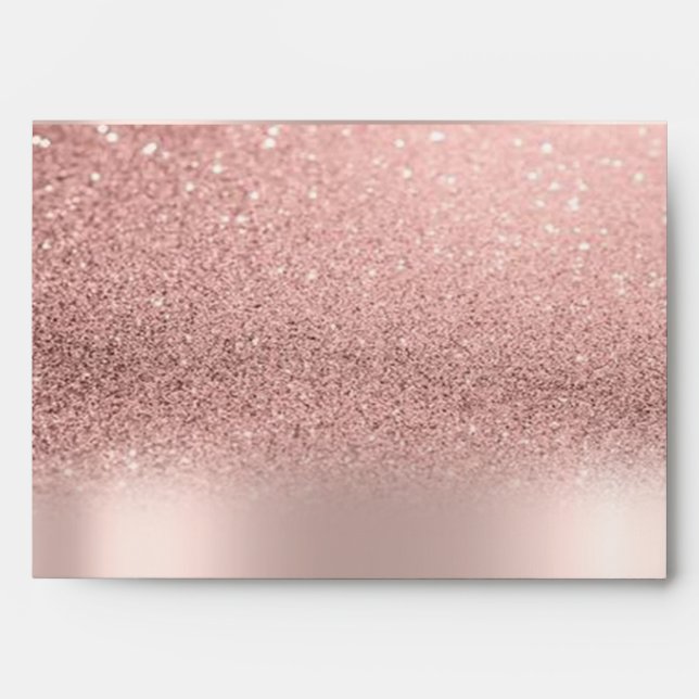 Chic Rose Gold Glitter Bokeh Ombre Rose Gold  Envelope (Front)