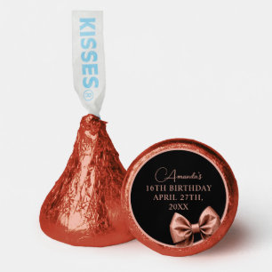 Chic Rose Gold Glitter Bow Sweet 16 Birthday Hershey®'s Kisses®